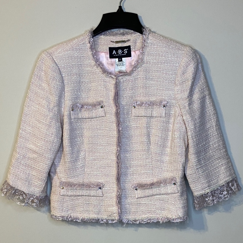 ABS by Allen Schwartz Women's Pink Tweed Blazer